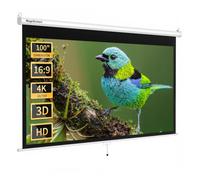 MageScreen 100 Inch 16:9 Manual Pull Down Projector Screen HD 4K