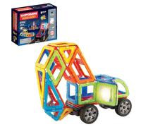 Magformers Dynamic Flash Magnetic Construction Blocks With Flashing Rotating LED And Wheels.