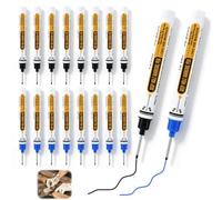 Maggasacca 16 Pcs Deep Hole Marker Pens, 20 mm Woodworking Markers, Extended Drill Hole Marker, 8pcs Black and 8pcs Blue Deep Hole Construction Pencil for Woodworking and Tile Marking