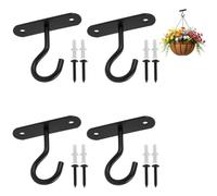 Maggasacca 4pcs Ceiling Hooks for Hanging Plants, Square Wall Mount Plant Hanger, Indoor Hanging Hooks Metal Plant Bracket for Planters, Lanterns, Wind Chimes, Bird Feeders (Black, 2.7 Inch)