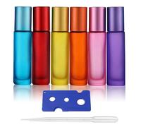 Maggidea Colorful Roller Bottles, 6Pack Essential Oils Roller Bottles10ml, Glass Roll on Bottles with Stainless Steel Roller Balls,Perfect for Fragrance/Travel (6Pcs Colorful)