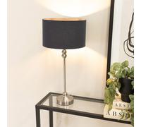 Maggie Brushed Chrome Candlestick Table Lamp with Fabric Drum Shade and LED Bulb ValueLights Charcoal One Size