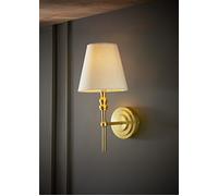 Maggie Candlestick Style Wall Light with Linen Tapered Lamp Shade ValueLights Gold One Size