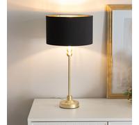Maggie Gold Candlestick Table Lamp with Fabric with Gold Inner Lamp Shade & Bulb ValueLights Black One Size