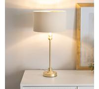 Maggie Gold Candlestick Table Lamp with Fabric with Gold Inner Lamp Shade & Bulb ValueLights Natural One Size