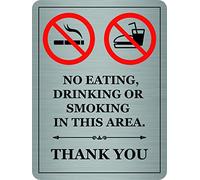 Maggie-mais Metal No Eating Or Drinking Notice/sign Brushed Aluminium A5 Size UK MADE Plaque