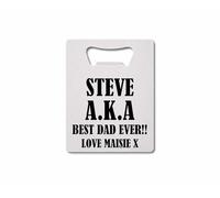 Maggie-mais Personalised Best Dad Ever Bottle Opener Name Gift 70x50mm with Organza Bag