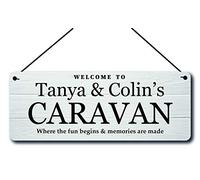 Maggie-mais Personalised Caravan Sign Plaque Gifts, 20 x 7.5 cm Aluminium Metal Sign