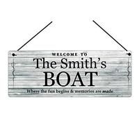 Maggie-mais Personalised Family Boat Sign Metal Plaque Gifts,