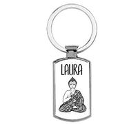 Maggie-mais Personalised rectangular Buddha Metal keyring Keyring Gift Present