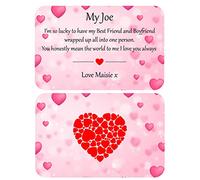 Maggie-mais Personalised Sentimental Double sided Metal Wallet Card Keepsake Boyfriend/Girlfriend