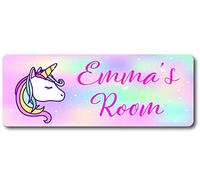 Maggie-mais Personalised Unicorn Childrens Bedroom theme Door Sign, Plate Plaque 20x7.5cm