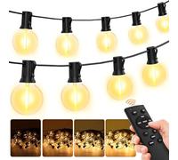 MAGGIFT 20M/65.6FT Outdoor Garden String Lights Mains Powered with Remote/Timer/3 Modes - Festoon Plug in String Lights with G40 LED Bulbs, Waterproof Hanging Patio Lighting for Fence Cafe Bistro Yard