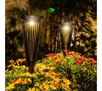 MAGGIFT Solar Garden Lights, 4 Packs LED Outdoor Solar Lights Solar Powered Waterproof, Smart Auto On/Off Stake Light for Yard Lawn Landscape Patio Pathway Lighting Decor