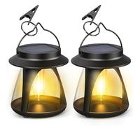 MAGGIFT Solar Lanterns for The Garden, 2 in 1 Rechargeable & Dimmable, 2 Packs Hanging Lights Outdoor, Modern LED Waterproof Solar Powered Garden Ornaments for Outdoor Outside Lighting Decorations