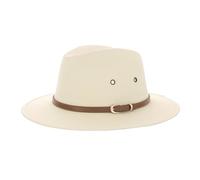 MAGGNA The Hat Company Mens Cotton Fedora (UK, Numeric, 7 1/8, Cream, Tan Band)