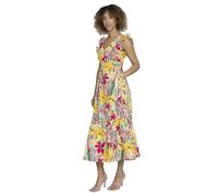 Maggy London Women's Cocktail V-Neck, Ruffle, Pockets Maxi | Summer Dresses, Soft White/Yellow, 10
