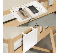 Magheo Bedside Shelf Foldable, Metal Clip-On Bunk Bed Shelf for Top Bunk, Heavy Duty Bed Side Table Tray for College Dorm Room Essentials, Loft Nightstand Organizer Tray for bedroom (White)