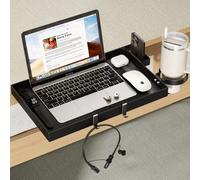 Magheo Bedside Shelf Metal, Clip-On Bunk Bed Shelf for Top Bunk, Heavy Duty Bed Side Table Tray for College Dorm Room Essential, Loft Nightstand Tray with Removable Cup Holder & Phone Holder (Black)