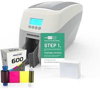 Magi Card 600 ID Card Printer Bundle includes Ribbon, Software and Plastic Cards