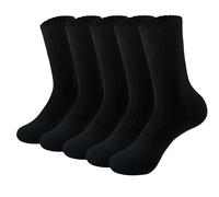 MAGIARTE Athletic Cotton Compression Crew Socks Moisture Wicking Non Slip Design Running Cycling Hiking Sports Socks 5 Pairs (#02L Black)