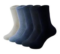 MAGIARTE Athletic Cotton Compression Crew Socks Moisture Wicking Non Slip Design Running Cycling Hiking Sports Socks 5 Pairs (Multi #C04M)