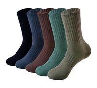 MAGIARTE Athletic Cotton Compression Crew Socks Moisture Wicking Non Slip Design Running Cycling Hiking Sports Socks 5 Pairs (Multi #C03M)