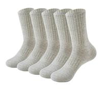 MAGIARTE Athletic Cotton Compression Crew Socks Moisture Wicking Non Slip Design Running Cycling Hiking Sports Socks 5 Pairs (#03L Melange Grey)