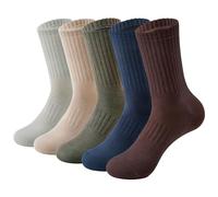 MAGIARTE Athletic Cotton Compression Crew Socks Moisture Wicking Non Slip Design Running Cycling Hiking Sports Socks 5 Pairs (Multi #C02L)