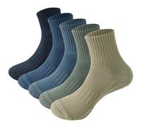 MAGIARTE Unisex The Buffer Cotton Sports Socks Quarter Crew Socks for Men and Women 3 & 5 Pairs, DE - 5 Pairs Multicoloured C02, 37-42