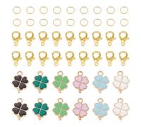 Magibeads 1 Set St. Patrick's Day Lucky Clover Pendants DIY Jewelry Kit Crafts Gift Making Spring Necklace Keychains Alloy Enamel Clover Charms & Lobster Claw Clasps & Closed Jump Rings
