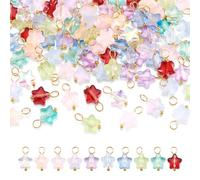 Magibeads 100Pcs Crystal Glass Star Charms for Jewelry Making Mixed 10 Color Star Pendant with Golden Brass Loops Star Beads Charm for DIY Earring Necklaces Bracelet Crafts