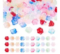 Magibeads 100Pcs Sparkle Glass Flower Beads Caps for Jewelry Making Cute Bell Flower Glass Beads Bulk Crystal Fishing Bead for Wind Chimes Handmade Earring Crafts Supplies