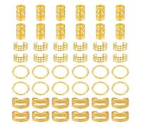 Magibeads 120 pcs Dreadlock Beads Gold Hair Jewelry for Braids Ring Column Hair Beads Hair Coil Cuffs Loc Jewelry for Hair for Women Men Hair Accessories Braiding Jewelry Tools