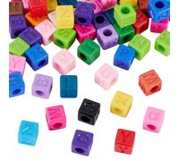 Magibeads 150Pcs Acrylic Large Hole Letter Beads 12mm Alphabet Cube Opaque European Bead Capital Letter Beads for Necklace Bracelet Earring Keychains Crafts DIY Jewelry Making Random Mix Colors
