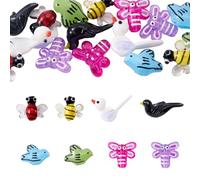 Magibeads 16Pcs 8 Styles Flying Animals Handmade Lampwork Glass Enamel Beads Cute Dragonfly Bees Bird Animal Beads 3D Loose Spacer Bead for DIY Crafts Necklaces Jewelry Making