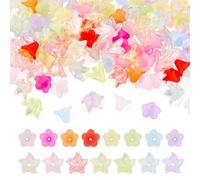 Magibeads 200Pcs 2 Styles Frosted Flower Beads Caps for Jewelry Making Transparent Acrylic Floral Spacer Beads Colorful Bell Trumpet Lily End Beads Caps for DIY Handmade Crafts Supplies