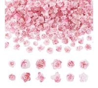 Magibeads 200Pcs Flower Resin Cabochons Decorations Hot Pink Flower Ornaments with Glitter Powder Summer Spring DIY Jewelry Making Keychains Hanging Decorations Phone Case Handmade Crafts Supplies
