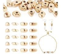 Magibeads 20Pcs 4 Sizes Real 18K Gold Plated Beads Bulk Nuggets Smooth Bead Loose Spacer 304 Stainless Steel Long-Lasting Gold Beads for Crafts Jewelry Making Bracelet Necklace Earring