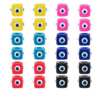Magibeads 24Pcs Evil Eye Resin Square Large Hole Beads 6 Colors Cube European Beads Wisdom Eye Spacer Beads for Craft DIY Bracelet Jewelry Making Supplies