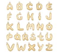 Magibeads 26Pcs Letter Charms 304 Stainless Steel Real 18K Gold Plated Alphabet Pendants for DIY Jewelry Making Necklace Bracelet Keychain DIY Crafts Making Supplies Capital Letters A-Z Initial Letter
