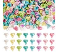 Magibeads 300Pcs Acrylic Trumpet Flower Beads Assorted Color Kandi Floral Shaped Bead Caps Spacer Bead Toppers Cones Pearl Lustre Cute Beads for Crafts DIY Jewelry Making Supplies 13.5x13mm