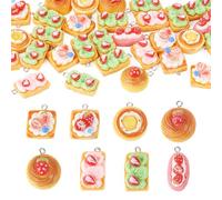 Magibeads 35Pcs Resin Strawberry Cake Bread Charms Cute Kandi Food Charms