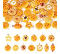 Magibeads 40Pcs Resin Bread Charms for Jewelry Making Cute Imitation Food Charms Bulk Kandi Dangle Pendants for Keychain Making Hang Ornaments Earrings Bracelets Crafting