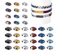 Magibeads 480Pcs Hematite Tila Beads Rectangle Square Beads 6 Colors Metallic Stone Beads Black Gold Silver 2 Hole Bracelet Beads for Crafts DIY Multi Strand Jewelry Making Supplies 6x4mm 6x2mm