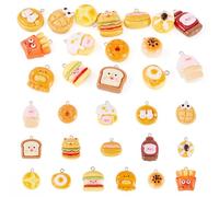 Magibeads 48Pcs Resin Bread Pendants Imitation Food Dessert Charms Doughnut Hamburger Cookie French Fries Cola Cute Crafts Flatback Charms for DIY Necklace Bracelet Earring Keychain Jewelry Making