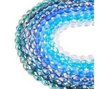 Magibeads 585Pcs Blue Glass Teardrop Beads 8x6mm Clear Crystal Faceted Glass Sea Suncatcher Water Drop Beads Iridescent for Crafts DIY Earring Wind Chimes Chandelier Jewelry Making Supplies