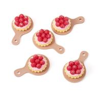 Magibeads 5Pcs Raspberry Cake Pendants Resin Food Charms with Plate Furit Strawberry Cream Cake Decorations DIY Jewelry Making Dollhouse Kitchen Ornaments Party Necklace Earring Keychains Crafts