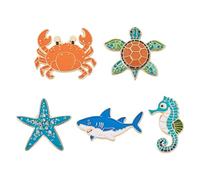 Magibeads 5Pcs Sea Animals Enamel Pins Starfish Whale Sea Horse Turtle Crab Alloy Funny Cute Pins Summer Ocean Aesthetic Backpack Brooches Cartoon Badge for Adults Women Bags Jackets