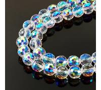 Magibeads 70pcs 10mm Crystal Glass Beads AB Color Faceted Rondelle Spacer Beads Sparkle Clear White Briolette Beads Bluk for Bracelets Christmas Jewelry Home Lamp Window Decor